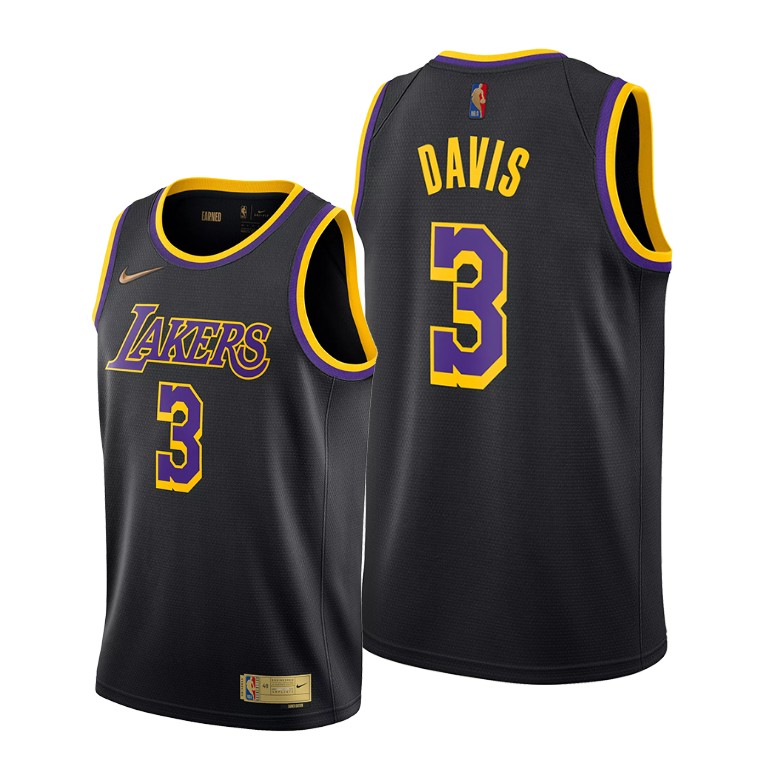 Men's Los Angeles Lakers Anthony Davis #3 NBA 2020-21 Earned Edition Black Basketball Jersey XED4783ET